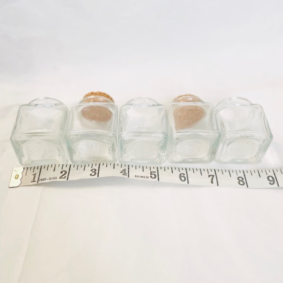 Set/Lot of 5 Pcs Vtg Apothecary / Spice Glass Jars With Stoppers - Picture 5 of 6